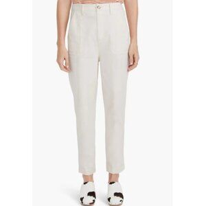 Madewell Camp Cotton Straight Leg High Waisted Utility Pants Size L Cream Boho